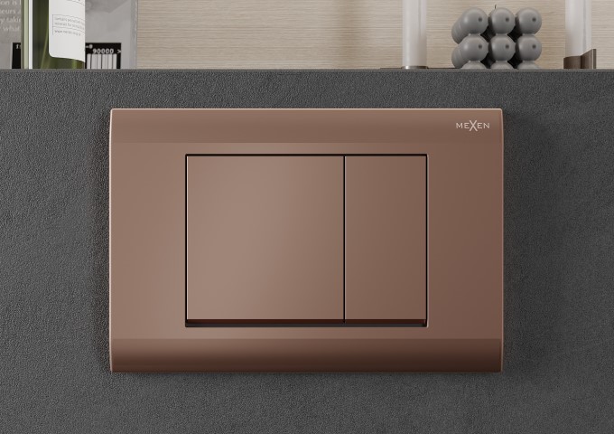 Inbyggda ställ för WC med knapp i roséguld