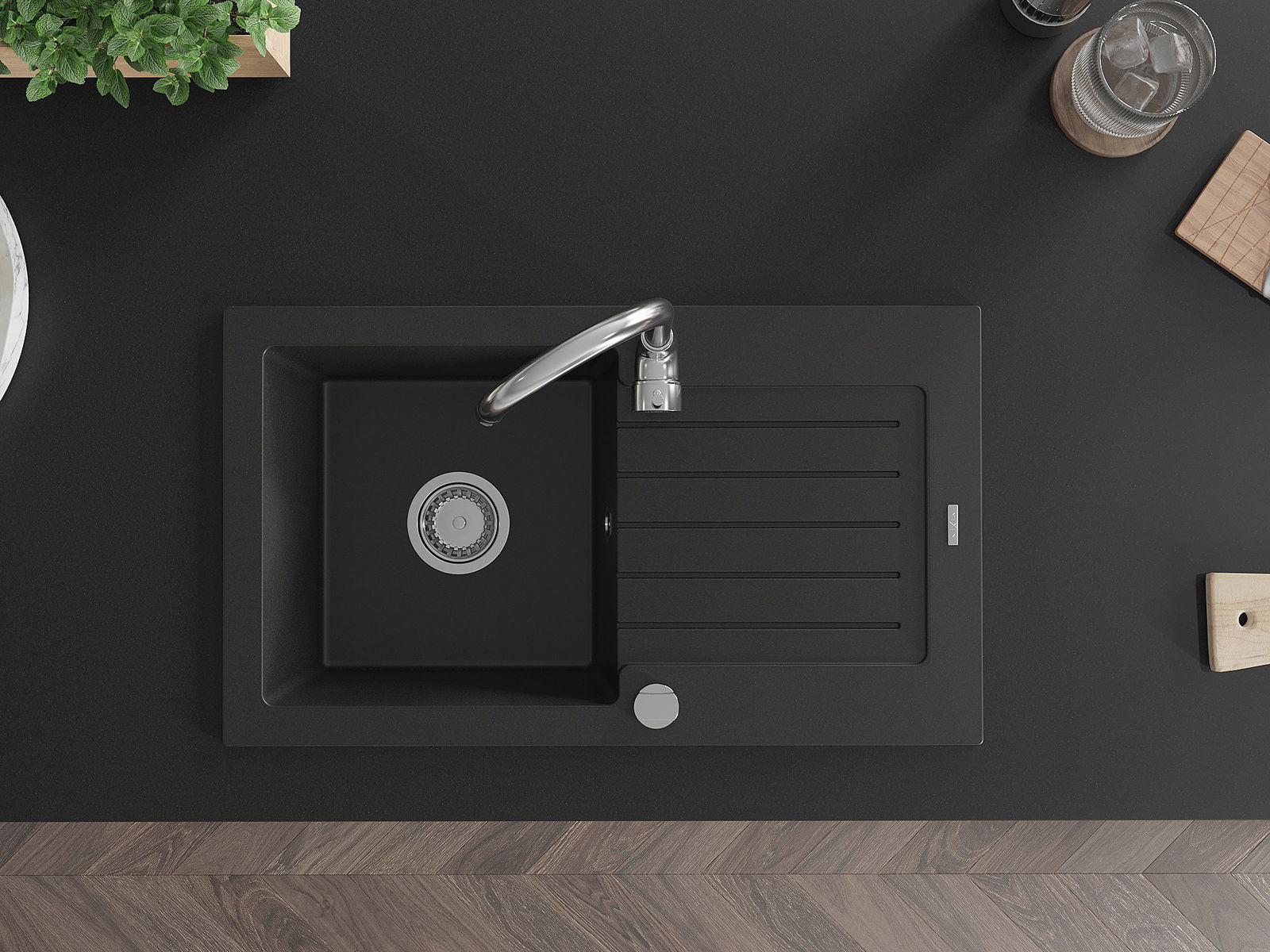 Diskho med en enkel ho och avrinningsområde