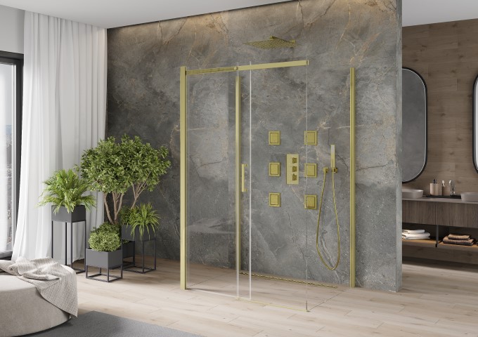Duschkabin med guldram
