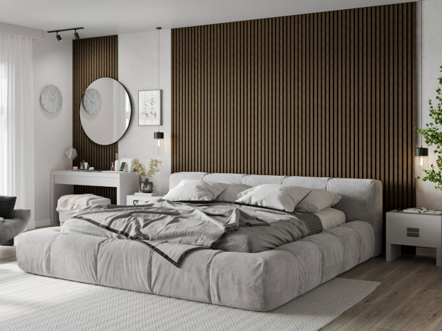 Sovrum med valnötslister Mexen