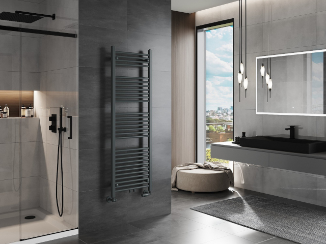 Plattor som sten i badrummet