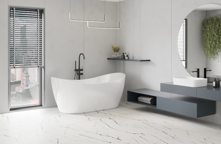 Vita Mexen-plattor i badrummet