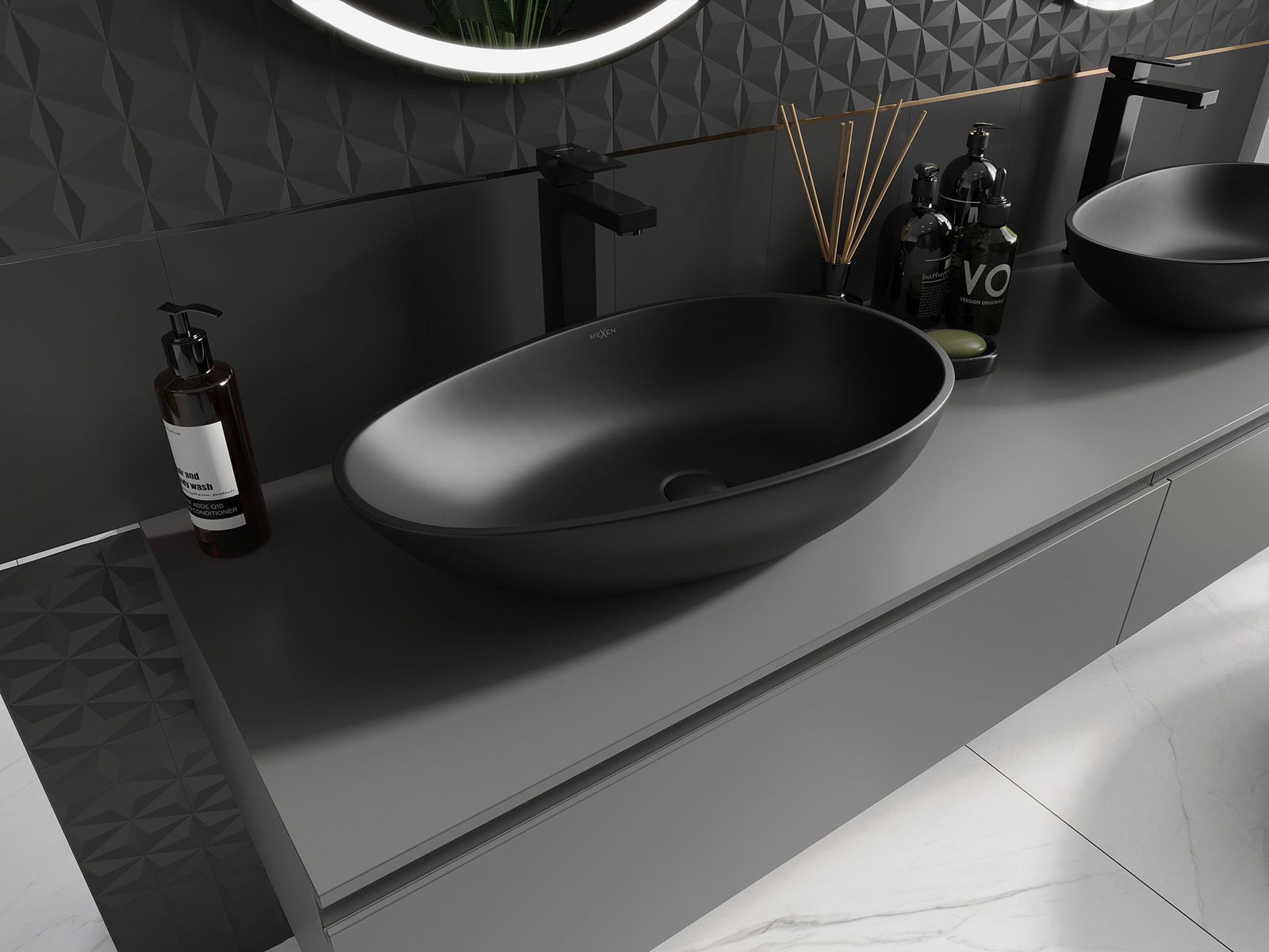 Mexen skåp under handfatet i grått