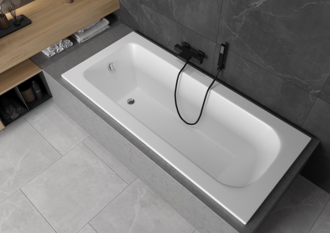 Inbyggt akrylbadkar i badrum