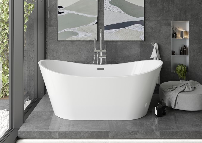 Fristående badkar vita