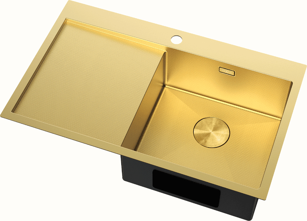 Guldfärgad diskho i rostfritt stål