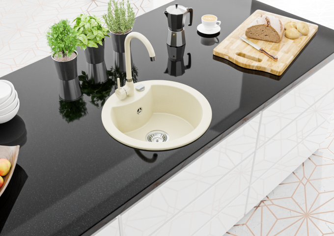 Granitvaskar med rund kran