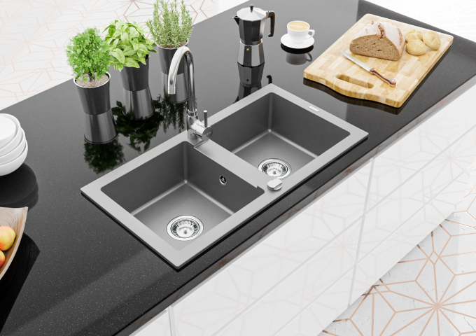 Diskställ kök grå