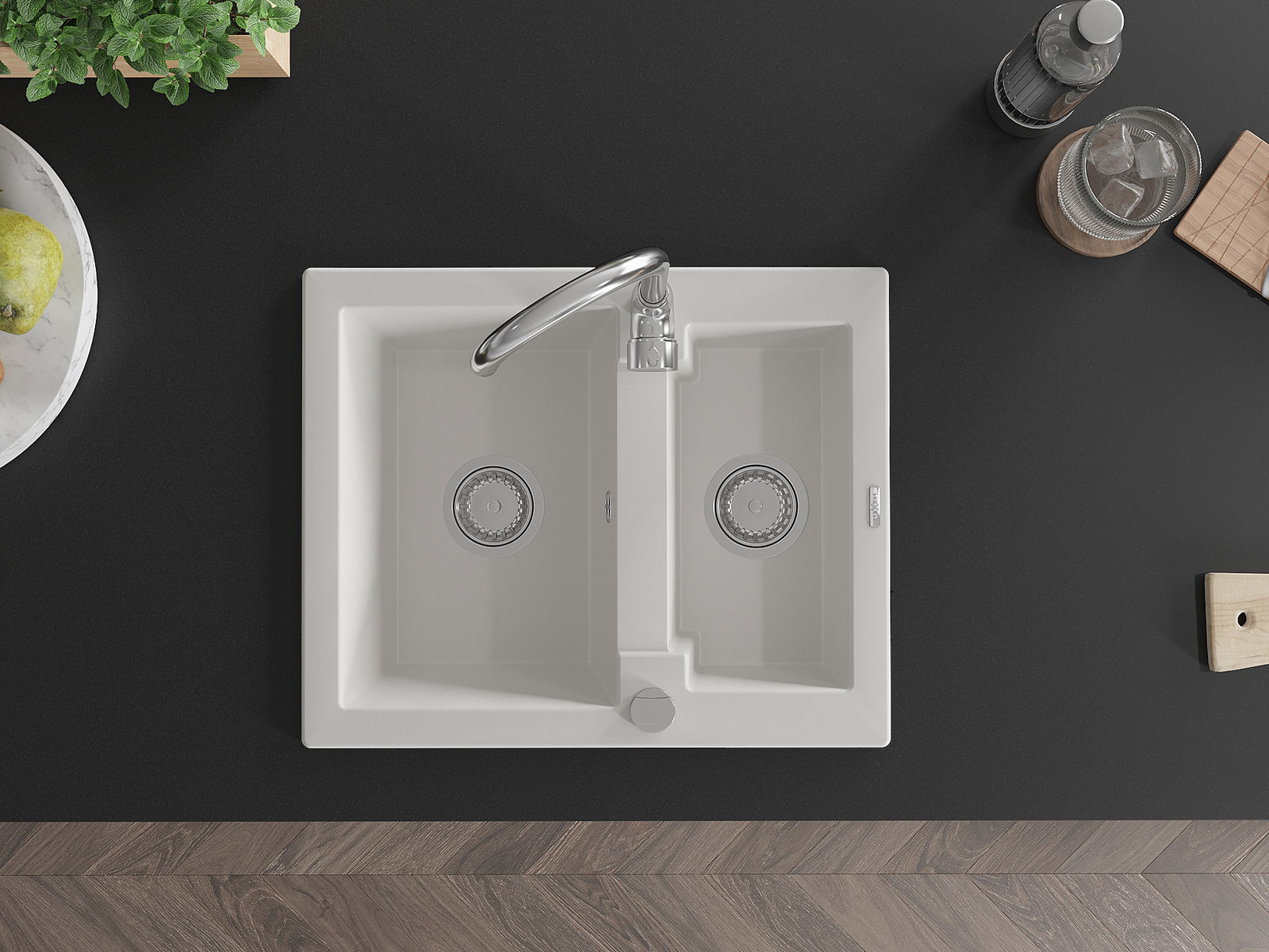 Handfat med 1,5 kammare Mexen