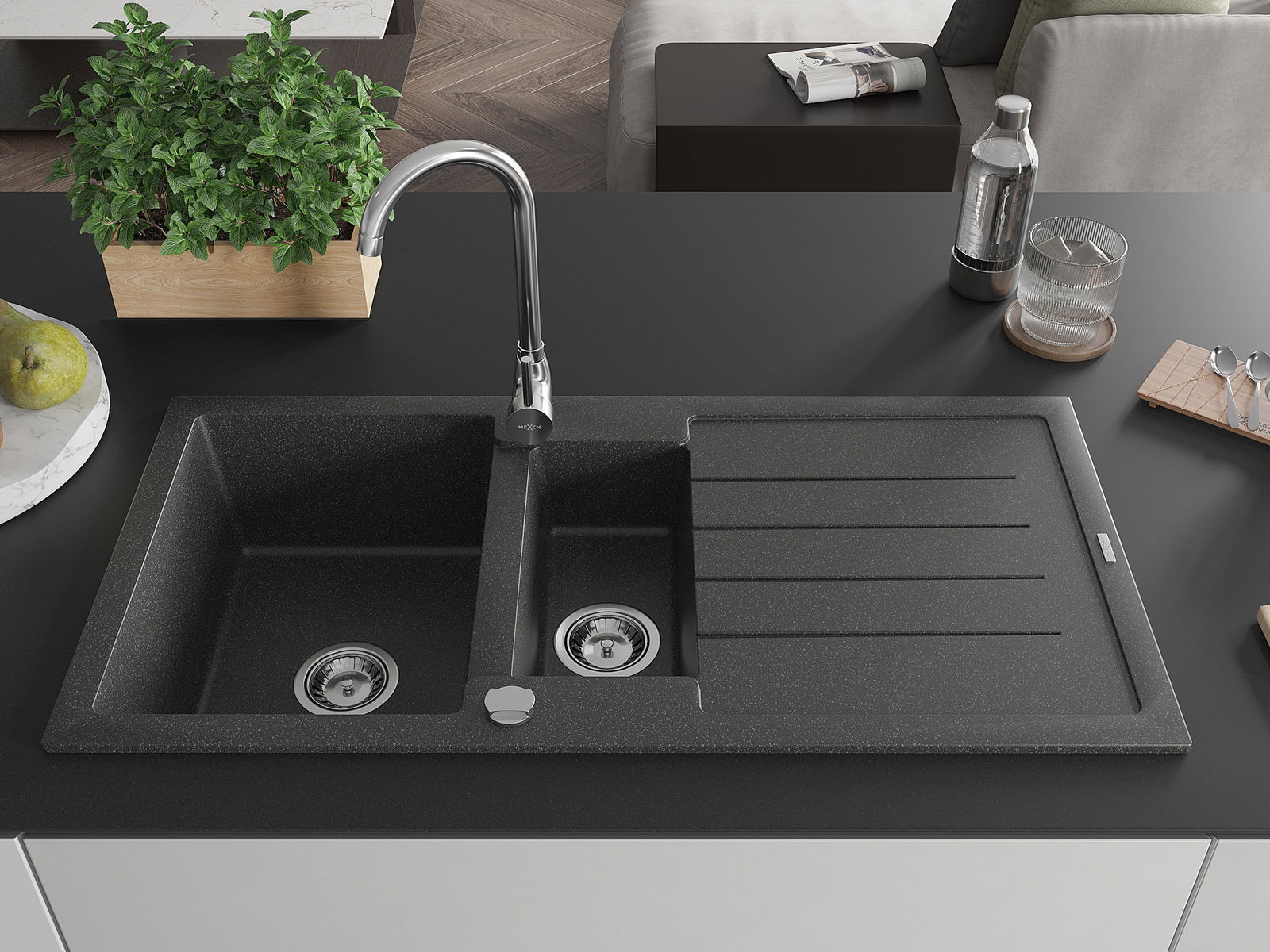 Nedsänkt diskho i bänkskivan