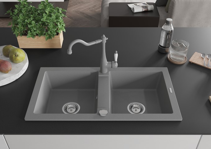 Granitdiskhoar dubbla diskhoar grå