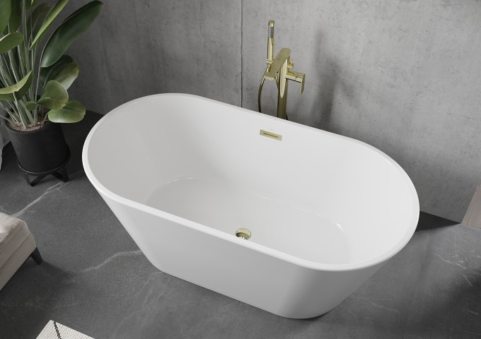 Fristående badkar med överlöpare