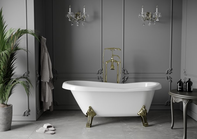 fristående badkar på ben