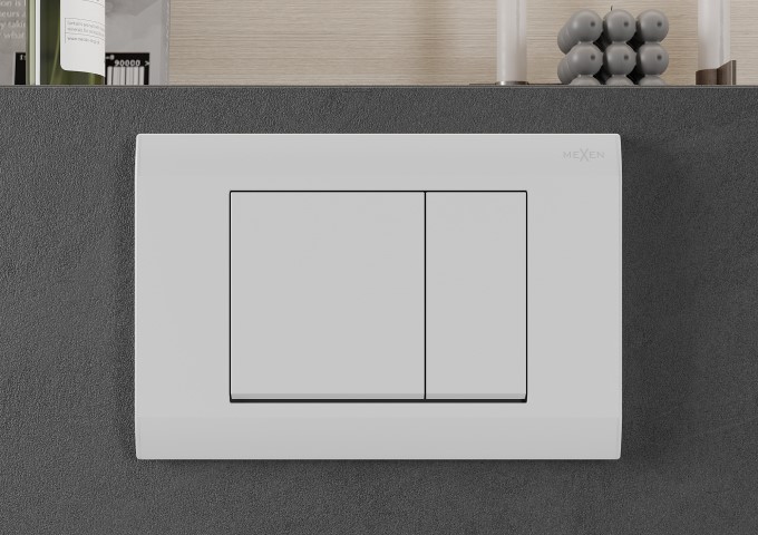 Inbyggda stativ för WC med vit knapp