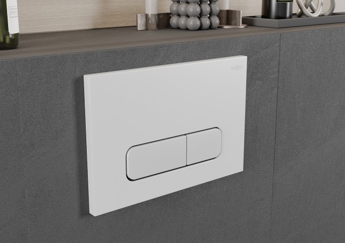 Inbyggda stativ för WC med vit knapp