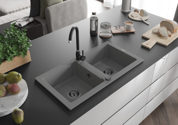 Svart avloppsvaskare för kök