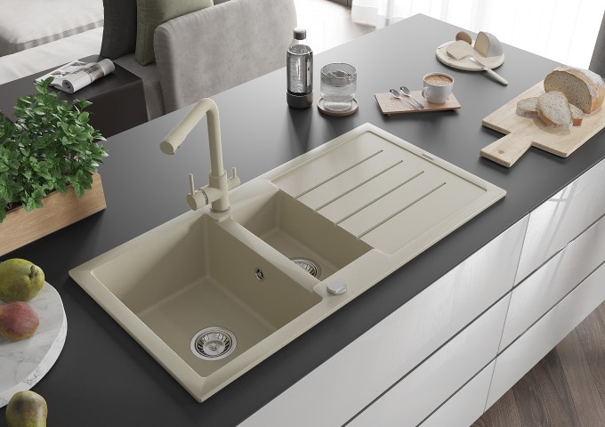 Granitdiskhoar med blandare beige