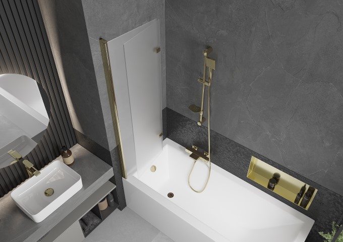 Badkar- och duschblandare vit/guld