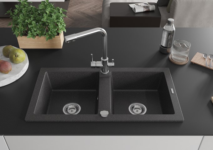 Köksblandare vit/krom