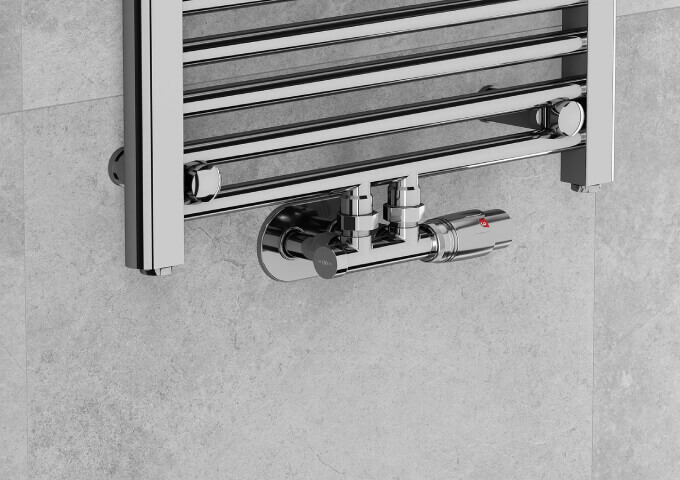 Kromad vinklad radiatorventil