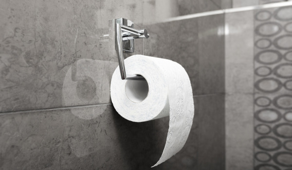 Hur monterar man en toalettpappershållare med hylla?