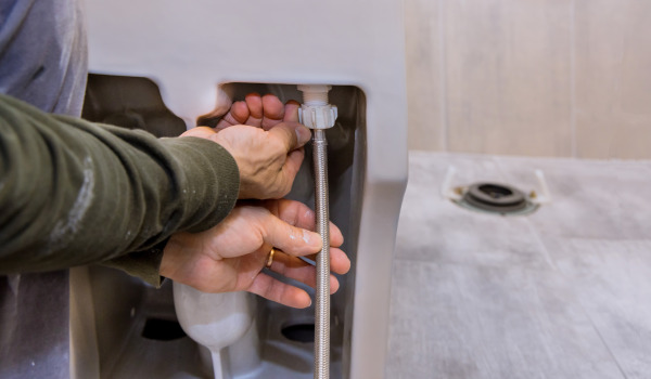 Hur monterar man en inbyggd ram för toalett?