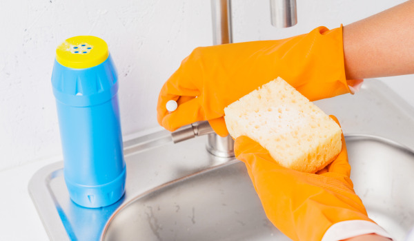 Vad ska man rengöra proppen i tvättstället med?