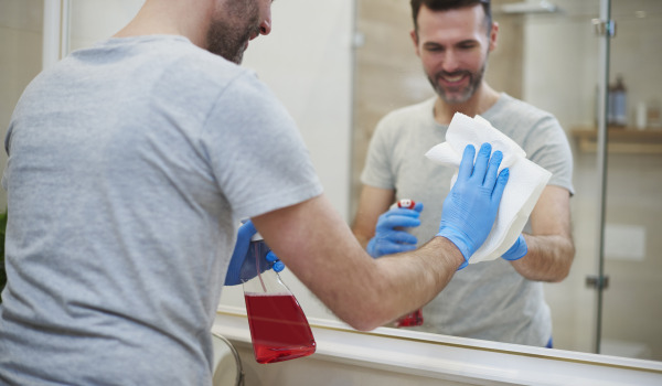 Hur ska man rengöra en glashylla i badrummet?