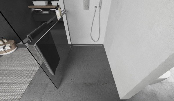 Duschvägg med hylla i modern stil