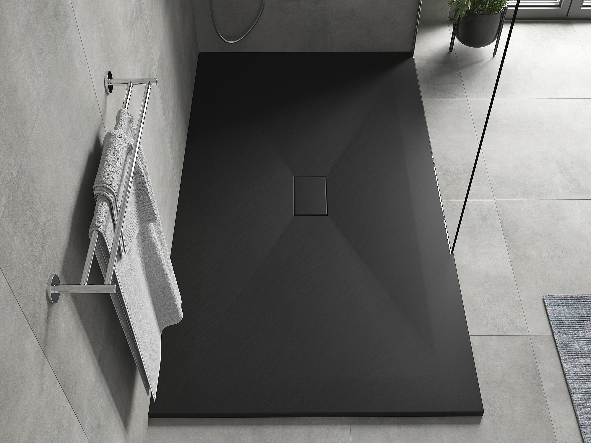 Duschbricka med stenstruktur