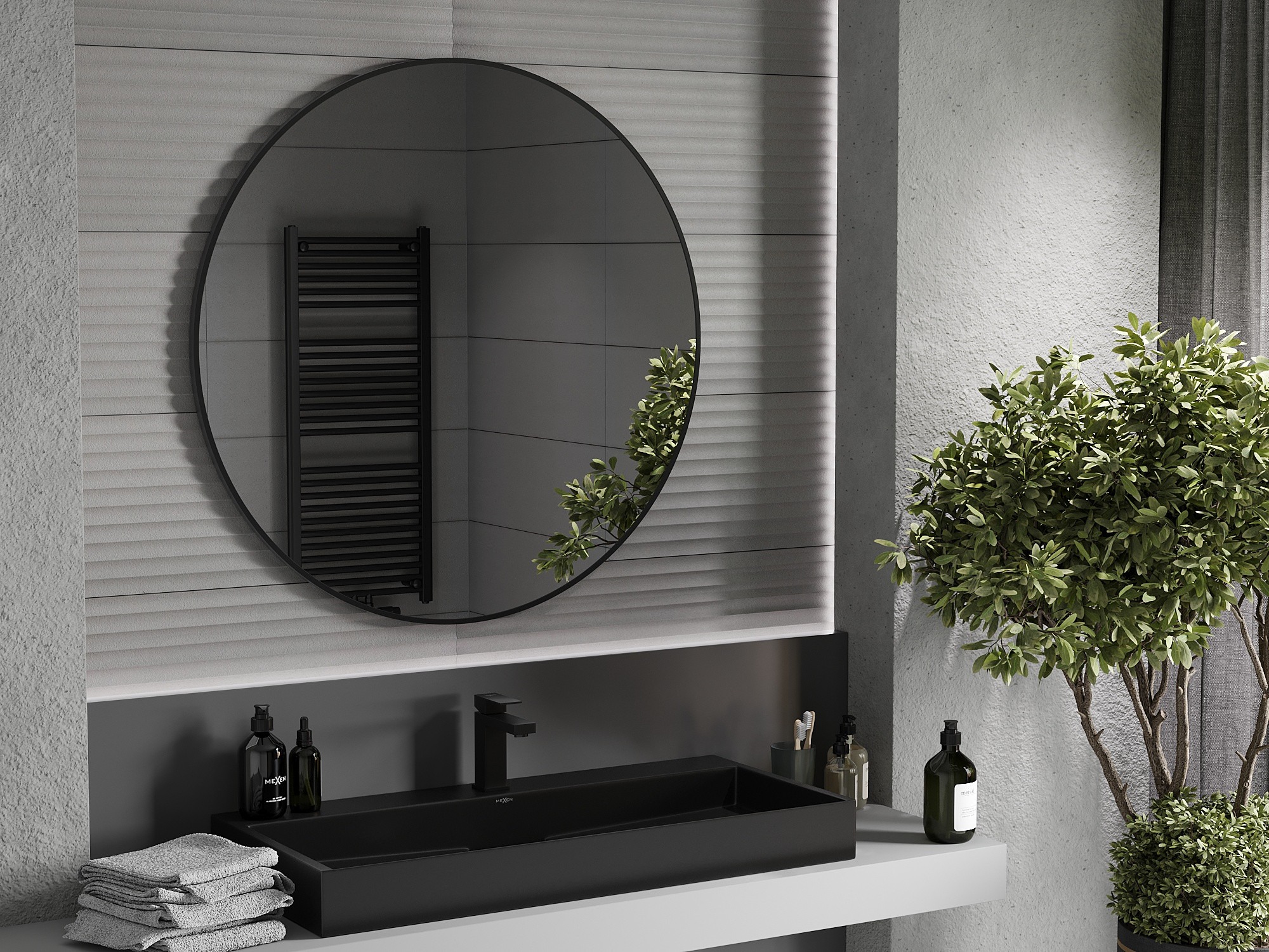 Mörkt badrum i industriell stil