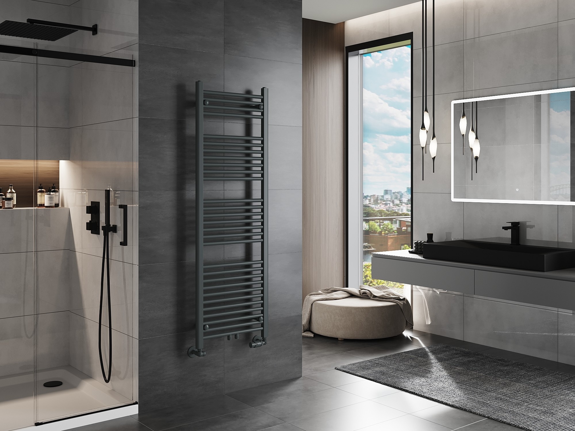 Elektrisk handdukstork i badrummet